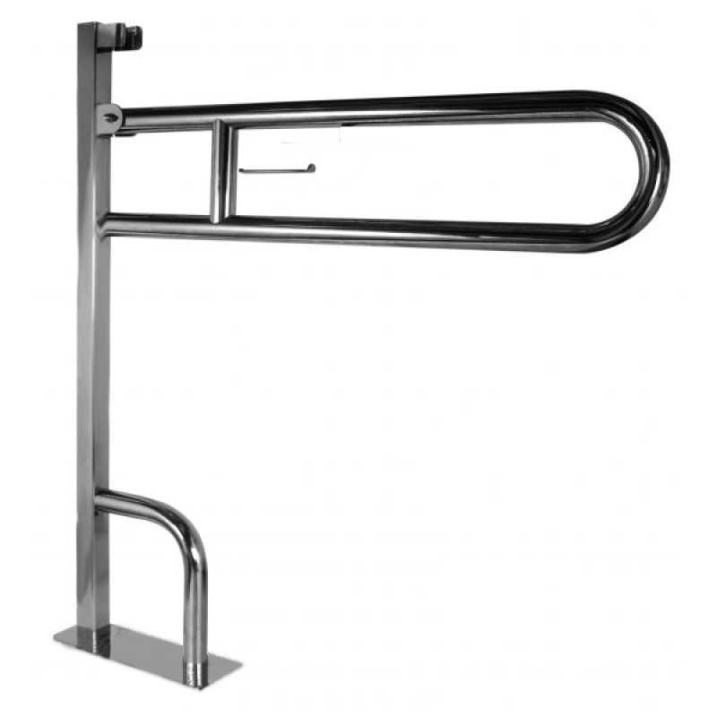 Поручень для підлоги відкидний з тримачем туалетного паперу, можливо додати кріплення в стіну, Ø 32мм - 1000х700мм Поручень для підлоги відкидний з тримачем туалетного паперу, можливо додати кріплення в стіну, Ø 32мм - 1000х700мм