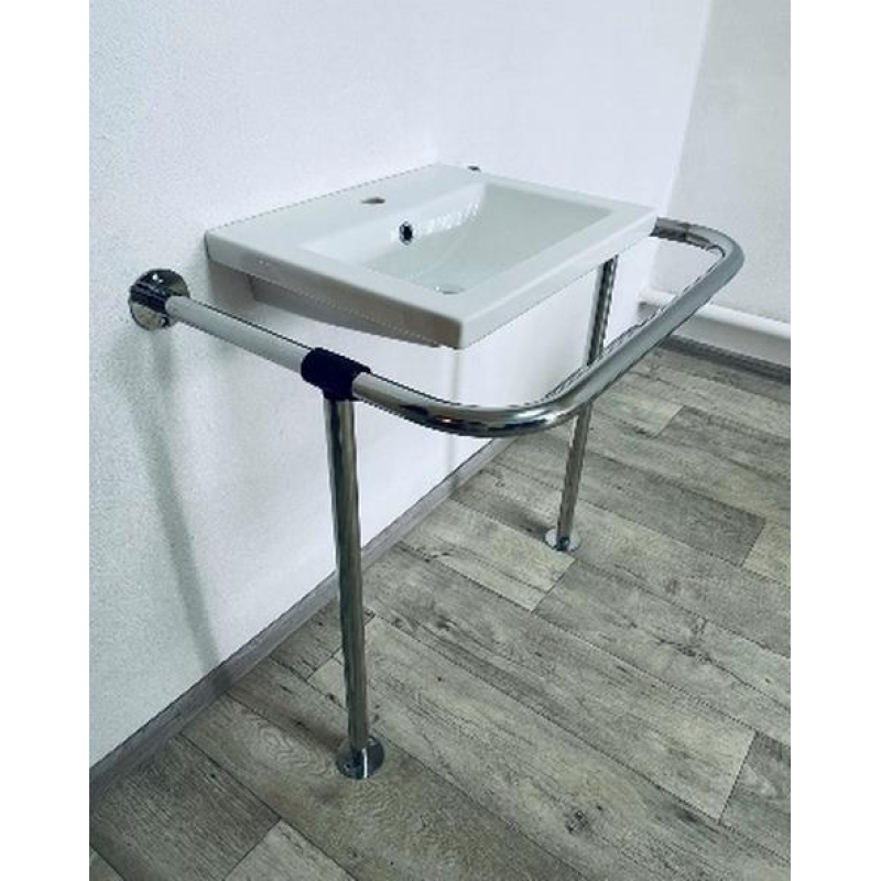 Поручень для мийки “стіна-підлога“ для людей з інвалідністю, Ø 32мм - 530х710х800мм