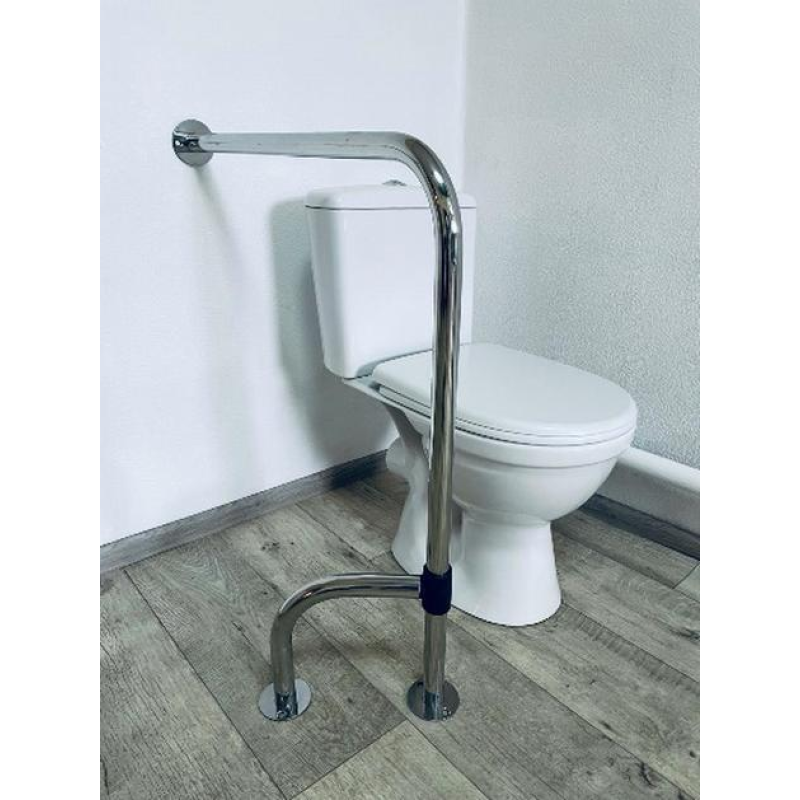 Поручень в туалет “стіна-підлога“ з поворотною ніжкою 360° для людей з інвалідністю, Ø 32мм - 800х700мм